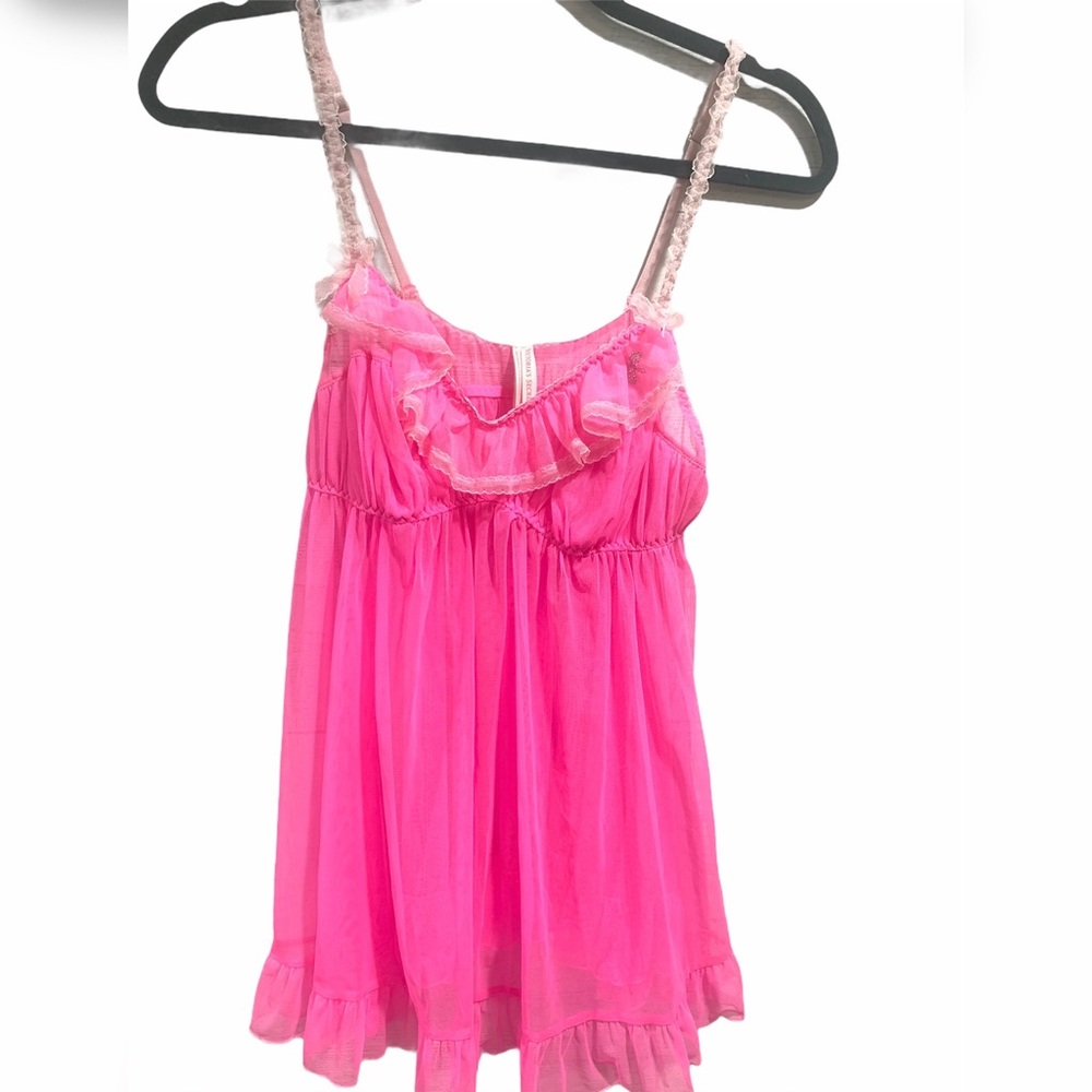 Victoria secret sheer‎ pink babydoll sz Large